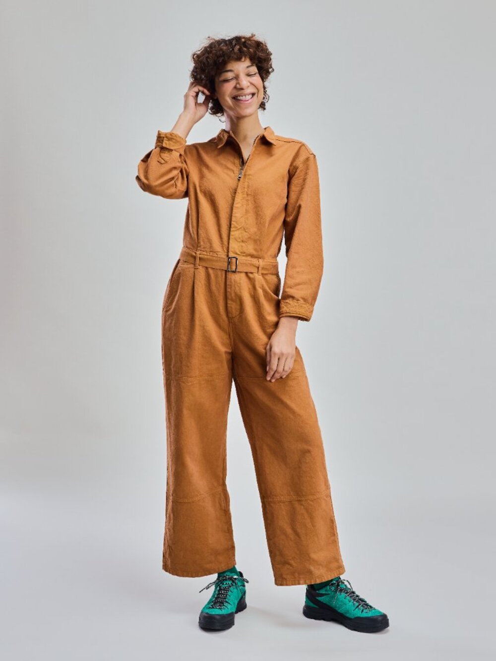 100% Cotton Utility Long-Sleeve Jumpsuit